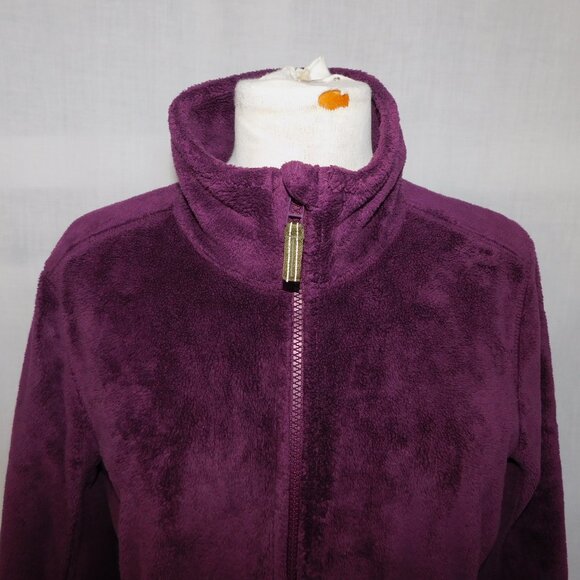 LL Bean Womens M Purple Plum Full Zip Fleece Plush Jacket Sweater - Picture 3 of 12